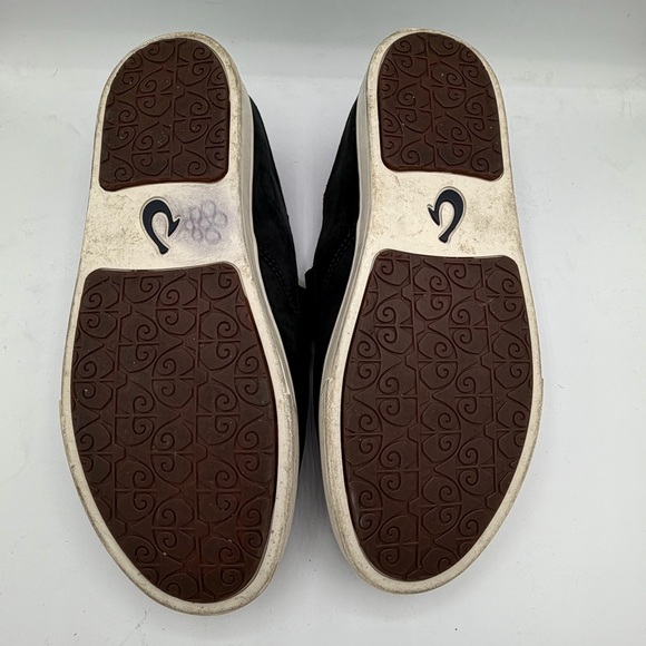 Olukai Pehuea Hulu Grey Leather Shearling Slip On Sneakers Womens 9 Warm Cozy - Picture 6 of 7